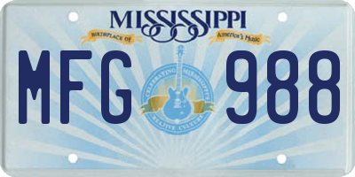 MS license plate MFG988