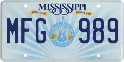 MS license plate MFG989