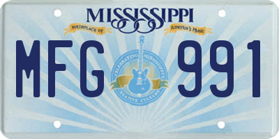 MS license plate MFG991