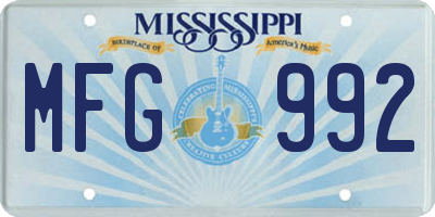 MS license plate MFG992