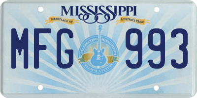 MS license plate MFG993