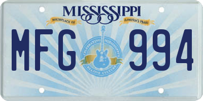 MS license plate MFG994