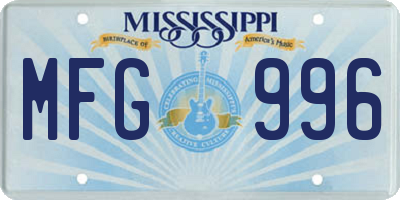 MS license plate MFG996