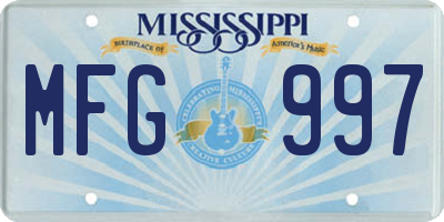 MS license plate MFG997
