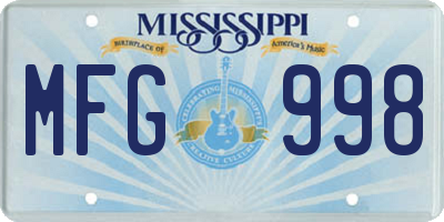 MS license plate MFG998