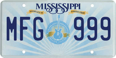 MS license plate MFG999