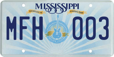 MS license plate MFH003