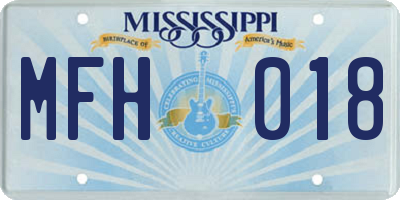 MS license plate MFH018