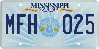 MS license plate MFH025
