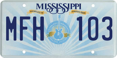 MS license plate MFH103