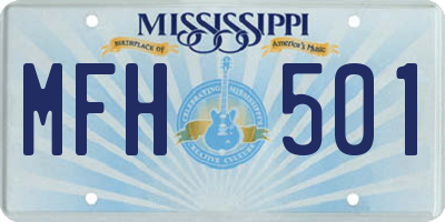 MS license plate MFH501