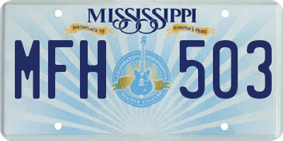 MS license plate MFH503