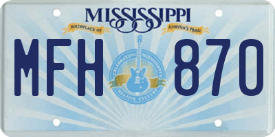 MS license plate MFH870
