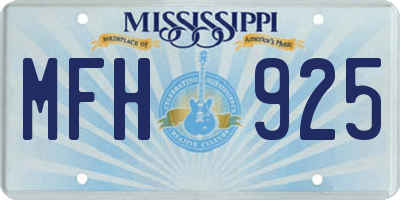 MS license plate MFH925
