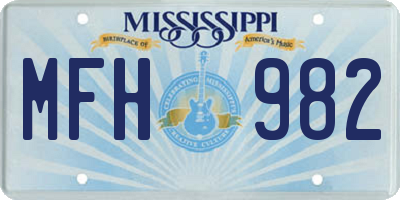 MS license plate MFH982