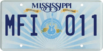 MS license plate MFI011