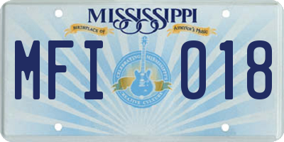 MS license plate MFI018