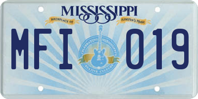 MS license plate MFI019