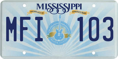 MS license plate MFI103