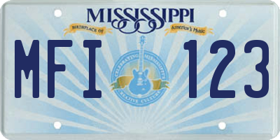 MS license plate MFI123