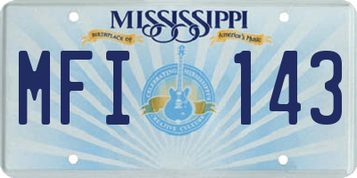 MS license plate MFI143