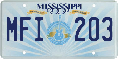 MS license plate MFI203