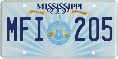 MS license plate MFI205