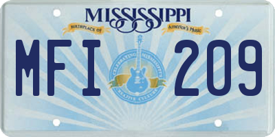 MS license plate MFI209