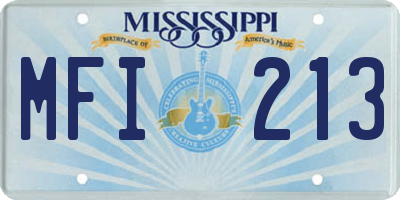 MS license plate MFI213