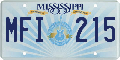 MS license plate MFI215