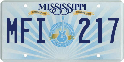 MS license plate MFI217