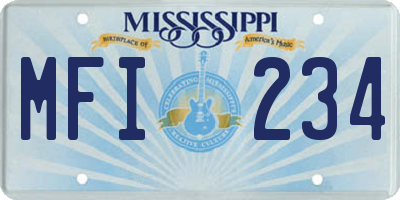 MS license plate MFI234