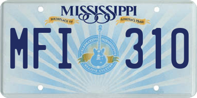 MS license plate MFI310