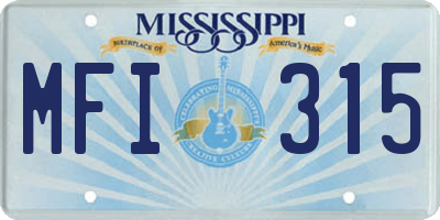 MS license plate MFI315