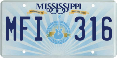 MS license plate MFI316