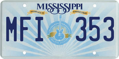 MS license plate MFI353