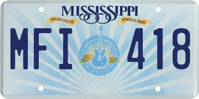 MS license plate MFI418