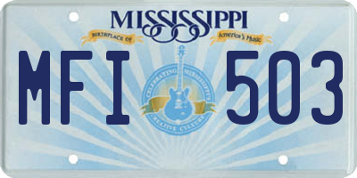 MS license plate MFI503