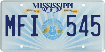 MS license plate MFI545