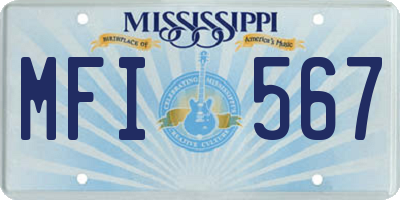 MS license plate MFI567