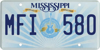 MS license plate MFI580