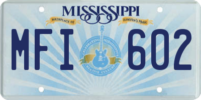 MS license plate MFI602