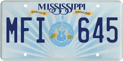 MS license plate MFI645