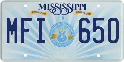 MS license plate MFI650
