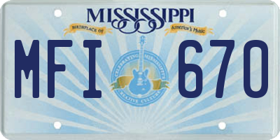 MS license plate MFI670