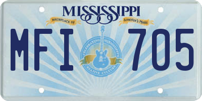 MS license plate MFI705