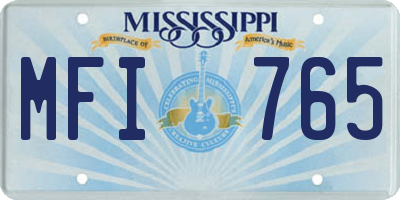MS license plate MFI765