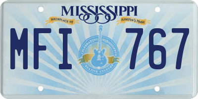 MS license plate MFI767