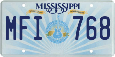 MS license plate MFI768