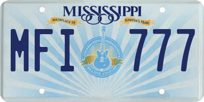 MS license plate MFI777